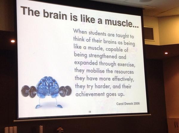JulienneFeeney's tweet photo. Empowering by teaching kids that the brain is like a muscle #vcssdpa14 http://t.co/pEPQpWp4Vz