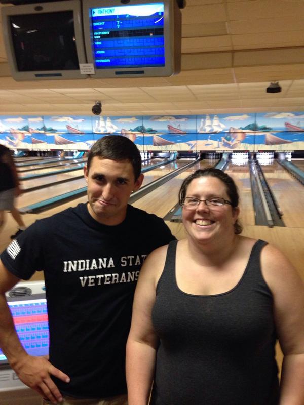 Our Prez got beat by Amanda Wrightsman! Good job, Amanda, were having a blast at the 1st meeting! #VigoBowl