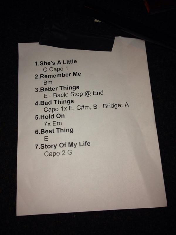 jeremiahrich's tweet photo. Here is tonight's set list. Let's rock! @OfficialBIR @TomPrestin @MA_BASSIST @TYLYRIQ87 @pourhousempls http://t.co/GZYKseKtQQ