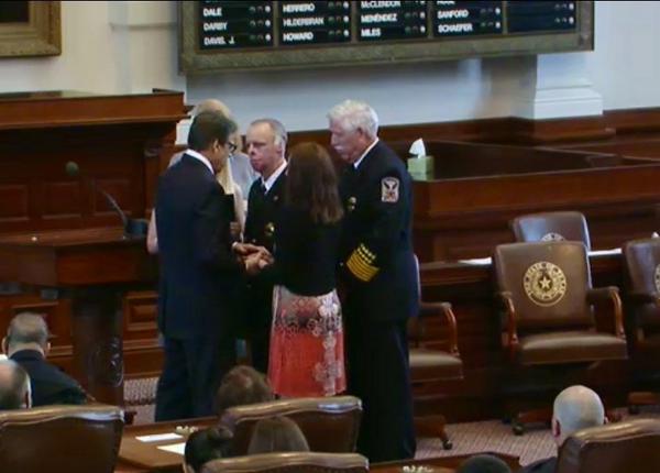 KLTV7's tweet image. ETX Firefighter Joe Yeakley fought back from burn injuries &amp;amp; was honored by Gov. Perry today:shout.lt/Dfzg