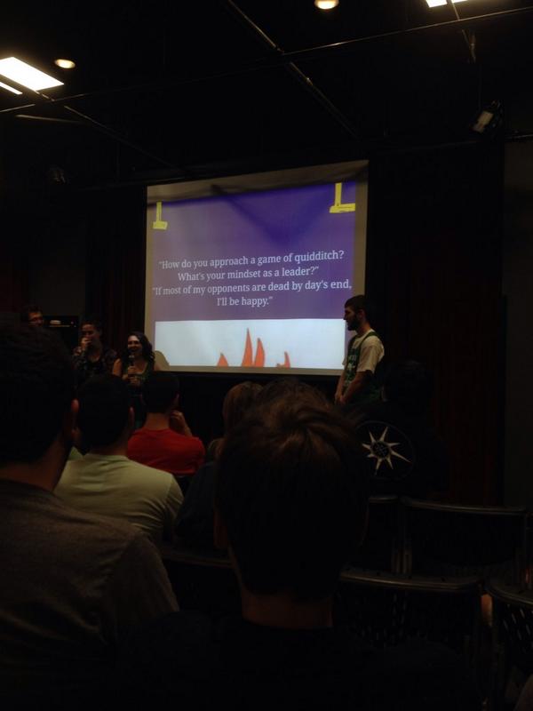 FaneuilFalcons's tweet photo. Captains @LGells and @pyrosousa share an uplifting quote with potential new falcons! #vivalajunta http://t.co/kZ4LfgnivL