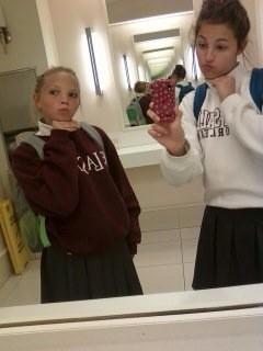 gabbyfont's tweet photo. Happy bday! Hope you enjoy this pic from 8th grade #kissyface #matchingbackpacks @emily_martin96 http://t.co/1QDI6iRkDb
