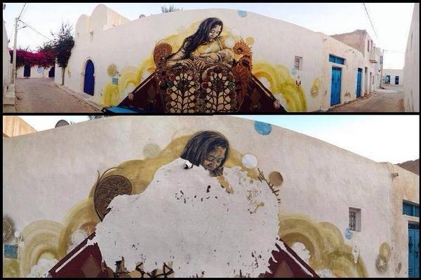 LOD_L's tweet photo. Erriadh, magnifique mais certaines œuvres recouvertes de peinture blanche déjà : la mère qui allaite notamment ... http://t.co/YgcaquLj84