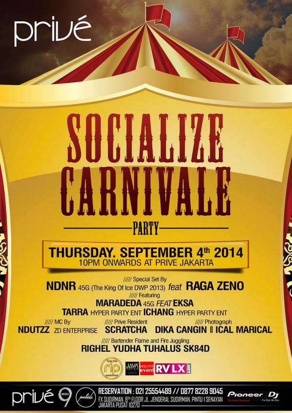 hyperpartyEnt's tweet image. @LUXURIOUSprod we invite you TONIGHT at @priveJKT 'SOCIALIZE CARNIVALE' kamis 4 sept
2014 (rsvp: 021 25554489)