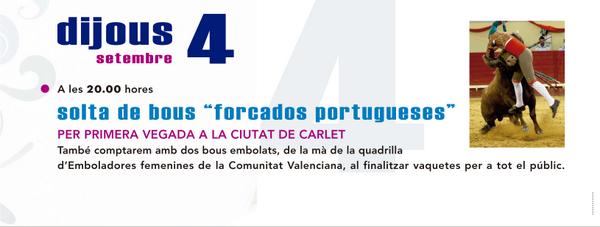 AjuntCarlet's tweet photo. Solta de bous 'forcados portugueses'. Hui 20 h a #Carlet @FestersCarlet20 #FestesCarlet http://t.co/5dhqDnJDJw