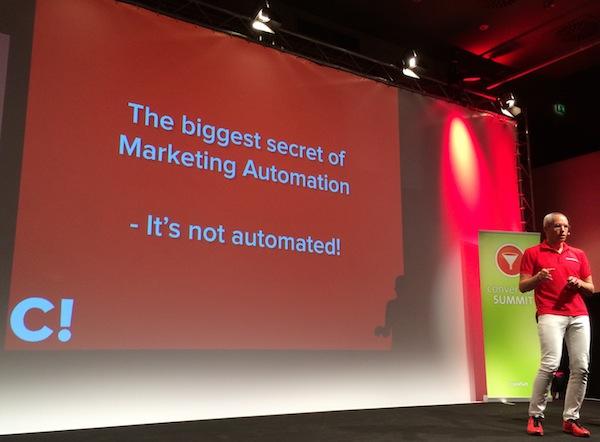 chiefmartec's tweet image. "The biggest secret of marketing automation -- it's not automated." @Conversionista #ConversionSUMMIT Frankfurt