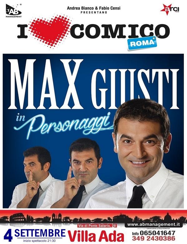 ilovecomico's tweet photo. Stasera @Max_Giusti sul palco di @ilovecomico a @villa_ada_roma . Inizio spettacolo h.21.30. Via di Ponte Salario 28. http://t.co/6T587SXUO8