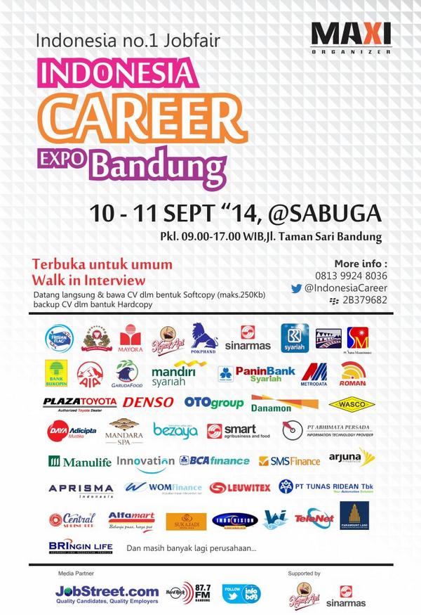 10-11 Sept | Sabuga | IndonesiaCareer expo Bandung | Info <a href="/indonesiacareer/">MAXI ORGANIZER</a> bit.ly/1qYQc3E