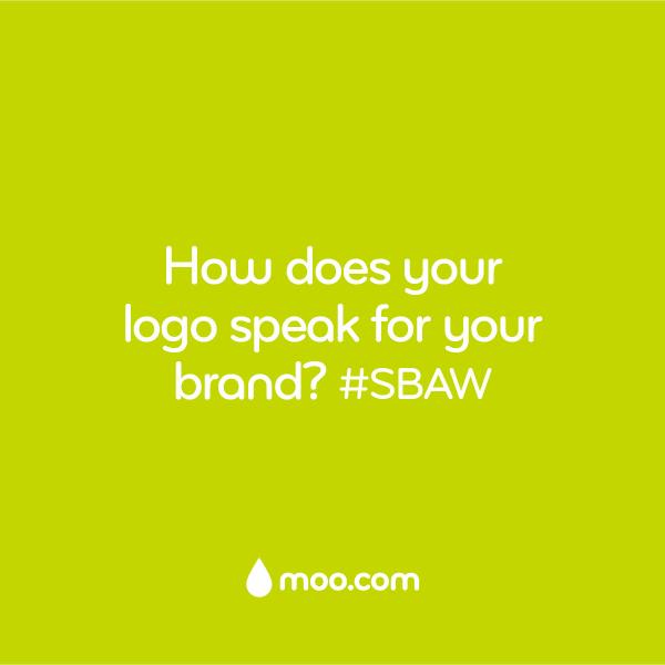 MOO's tweet image. Here’s a Small Business Advice Week #SBAW question to mull over… Got big ideas behind your logo? We’d love to hear!
