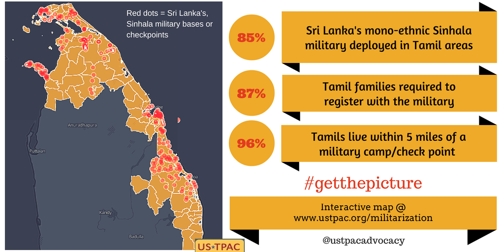 Sri Lanka militarization in North East Tamil areas USTPAC interactive map