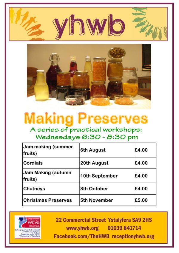 Cookery at the Hwb: jams, chutneys, bread-making classes this month. #cooking #homemade