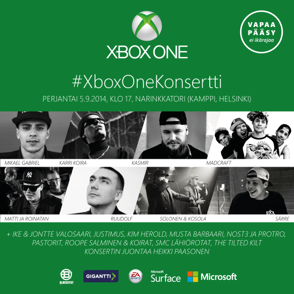 XboxSuomi's tweet photo. .@MikaelGabriel, #Solonen & @MCKosola ovat mukana huomenna ilmaiskonsertissa Kampissa klo 17! http://t.co/UC5FcEbtIC http://t.co/HWFW7ilzZZ