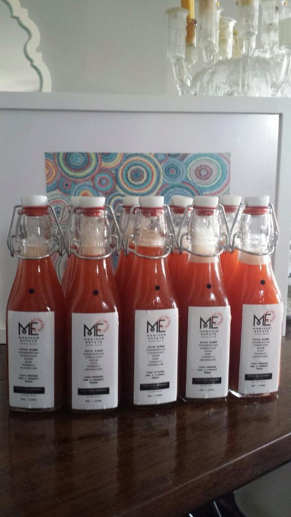 manjoorestate's tweet image. Preparing delicious cold pressed juices for our friends at #TheMercerHotel to celebrate #MBFW 2014
