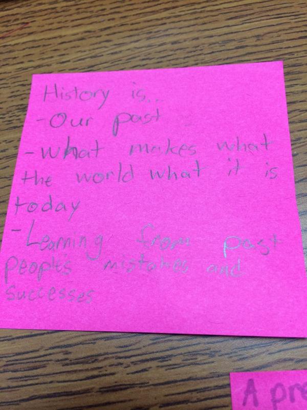 RobKerrFCPS's tweet image. Just a few of the many great ideas about my topic question today, &quot;What is history?&quot; #teachingcontent #sschat