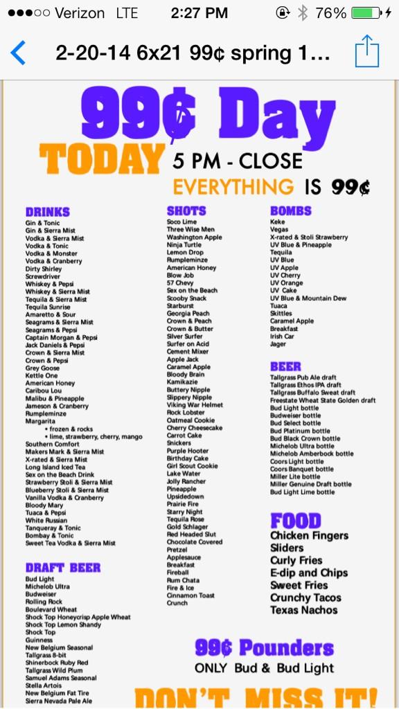 Cody_Green1's tweet photo. @TheePile dammit....Yes, it's true. Customer appreciation is TODAY!!! Starts at 5pm. EVERYTHING IS 99 CENTS!!!!!! http://t.co/d5DhGS1puV”