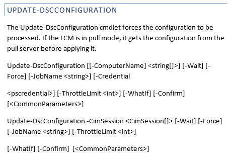 pcgeek86's tweet photo. #PowerShell 5.0 September 2014 has a new Update-DscConfiguration command to force a pull &amp; apply. #PSDSC #devops http://t.co/zs0IVyoocN