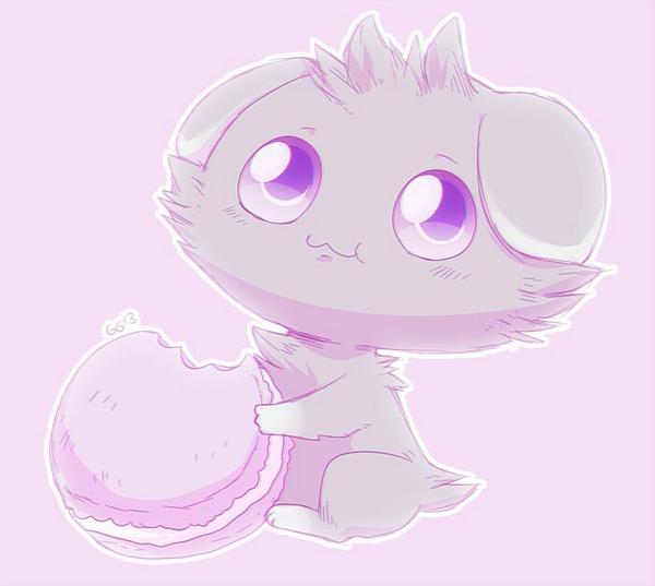 DeadlyFluff's tweet image. The Espurr sits down looking at @shockingclaws  With its weird creepy stare, before cutely offering a Puff.