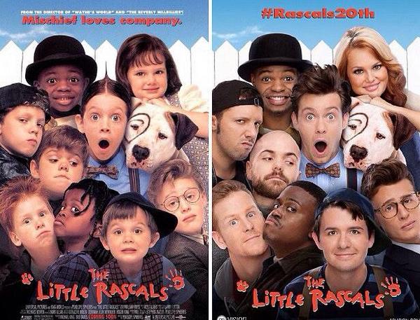 SergyToG's tweet image. Los actores de #UnaPandillaDePillos y #EsteChicoEsUnDemonio2 recrean los pósters de la película 20 años después