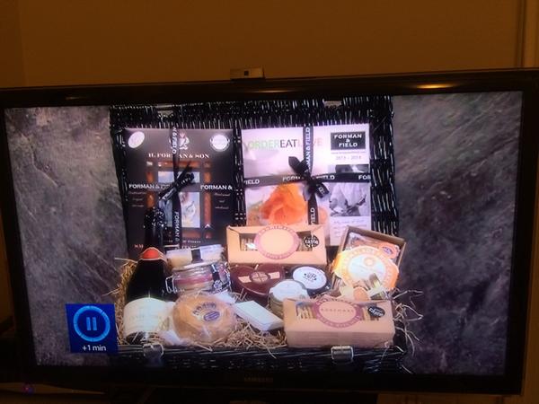 BRADFIELDK's tweet photo. @FormanandField @Godminsterfarm Stunning Artisan Hamper prize on @WinItCookIt today #mouthwatering #cheese http://t.co/dBP3nZd5DU