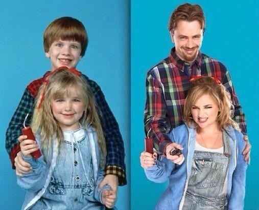 SergyToG's tweet image. Los actores de #UnaPandillaDePillos y #EsteChicoEsUnDemonio2 recrean los pósters de la película 20 años después