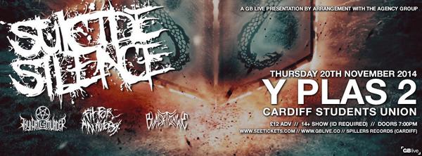 GBLiveUK's tweet photo. 20.11.14 - @GBLiveUK Presents @suicidesilence @thyartismurder @FITFORANAUTOPSY @BLACKTONGUEUK http://t.co/zfkPtDVNdh http://t.co/ksZhCDIeXE