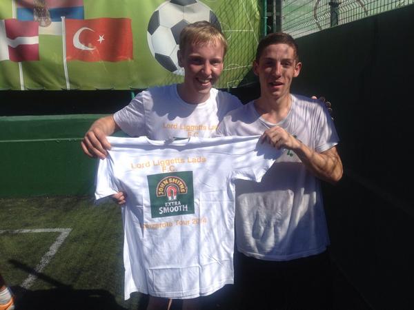 LJLAFC's tweet photo. Matthew McLaughlin presents an Official Lanzarote Tour Matchshirt to @BarTEKKERS member, Adam Moloney. http://t.co/m0ZXslBmzV