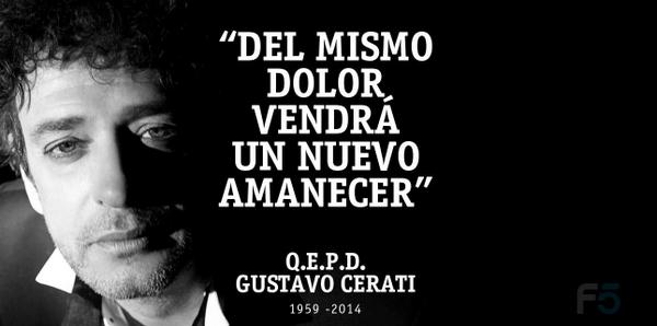 laf5radio's tweet photo. #HastaSiempreCerati: NOS DUELE A TODOS... DÍA GRIS!
#GraciasTotales #QDP #HastaSiempreGus #SodaStereo #MalditoACV http://t.co/xRSbWlPrJs