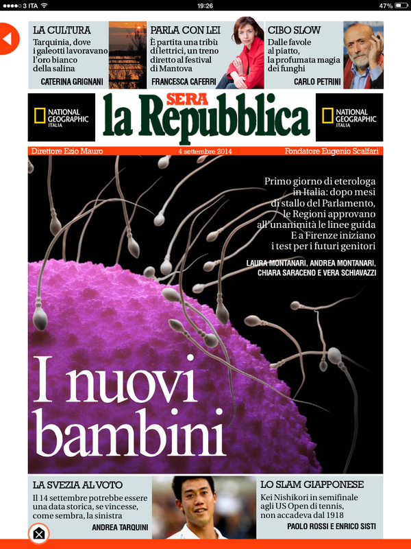 I nuovi bambini. La prima pagina di RSera adesso online  larep.it/1iHdmby
