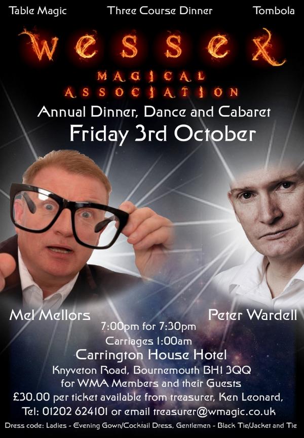 WessexMagic's tweet photo. WMA Annual Dinner Cabaret 3rd October... Still some tickets available http://t.co/sigUvYlXMc