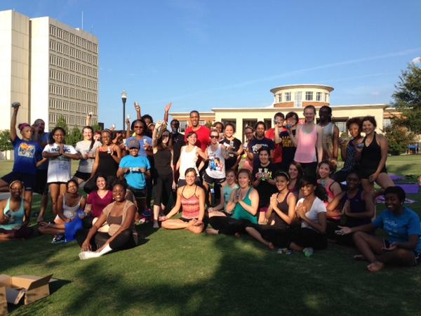 UNCGRecWell's tweet photo. Had a great time during Yoga on the Lawn with @UNCGwellness Come out Sept 22 for our next event in the Quad #UNCG http://t.co/davlCT2AMP