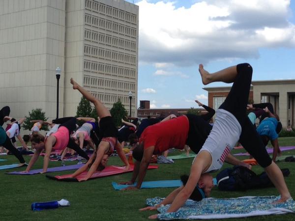 UNCGRecWell's tweet photo. Had a great time during Yoga on the Lawn with @UNCGwellness Come out Sept 22 for our next event in the Quad #UNCG http://t.co/davlCT2AMP
