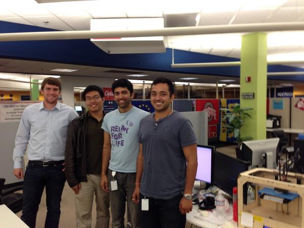 Alirezam's tweet photo. Watching Root Systems 3D printer for their solution with @ChemiSense team @root_systemsinc @Sarora27 @SandeepDinesh http://t.co/nKXk3yBo1z
