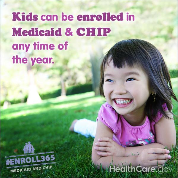 womenshealth's tweet photo. Pass it on! Kids can be enrolled in #Medicaid and #CHIP all year long! 

http://t.co/f7EZmkuCM7 #Enroll365 http://t.co/Ph8kPjwBWU