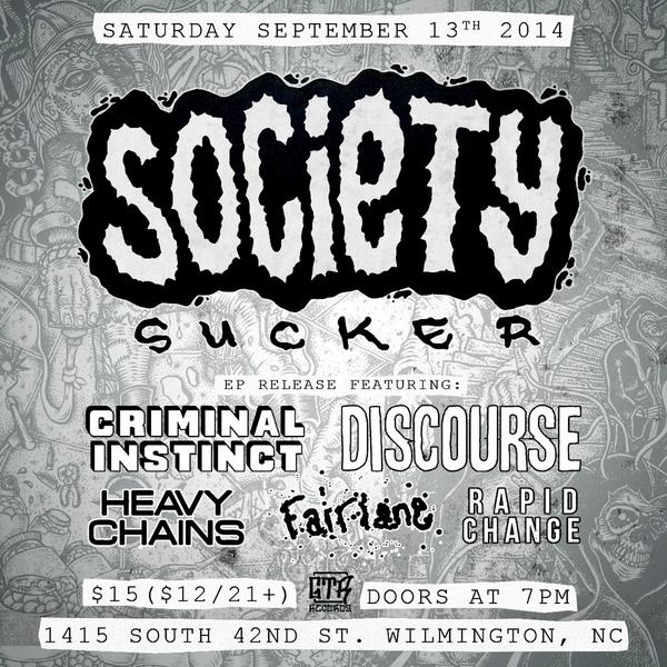 fairlanesucks's tweet image. This is a little over a week away in Wilmington Nc! @SOCIETYSUCKERHC @discourseXXX #Criminal Instinct #HeavyChains