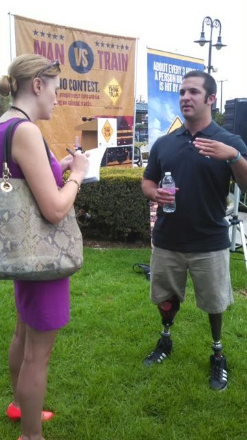 goOCTA's tweet photo. During news event, Mark Kalina who lost both legs to a #train urges public: If you #SeeTracksThinkTrain! #trainsafety http://t.co/PTVdnSaL0y