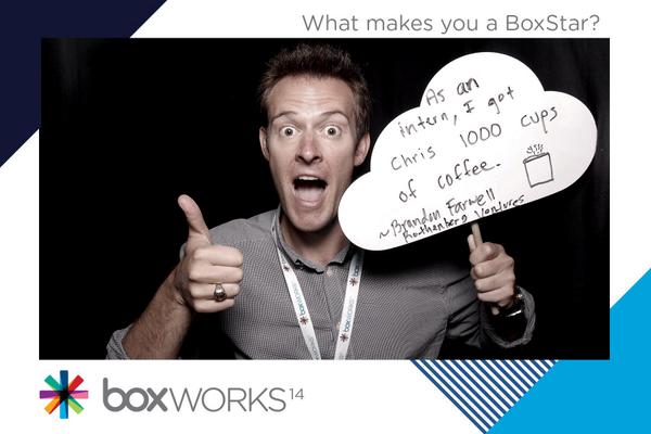 BoxStar's tweet photo. @brandonfarwell Thanks for coming by the #BoxStar Booth at #BoxWorks! http://t.co/iVwfo5o0jC