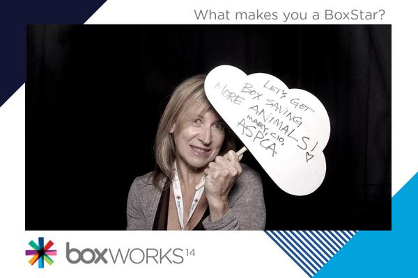 BoxStar's tweet photo. @msobie Thanks for coming by the #BoxStar Booth at #BoxWorks! http://t.co/wYRkI4te2O