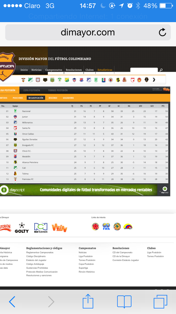 PJunioristaa's tweet photo. Con la victoria de anoche de @JuniorClubSA Subio en la reclasificacion y va en buena via hacia la libertadores http://t.co/nINGoADCSY