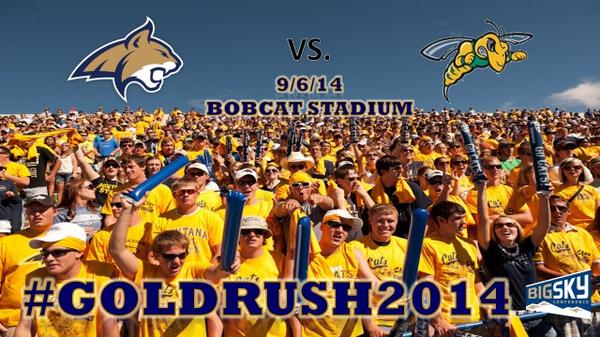 JasonMcEndoo's tweet photo. RT @montanastate @msubobcats @MSUBobcatsFB if you are ready for #GoldRush2014 & the 1st home game of the season!! http://t.co/hcBccEf61T