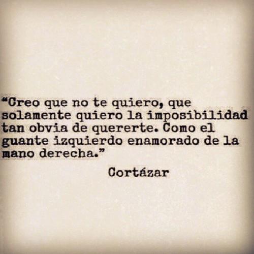 EresInteligente's tweet photo. "Creo que no te quiero, que solamente quiero la imposibilidad tan obvia de quererte." - Julio Cortázar http://t.co/MivroQcrc6