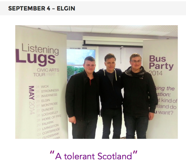 busparty2014's tweet photo. Day 4, Elgin: Wonderful contributions and thoughts on the future of Scotland http://t.co/rh3et47pBr #busstopthoughts http://t.co/SsnpQgwkaV