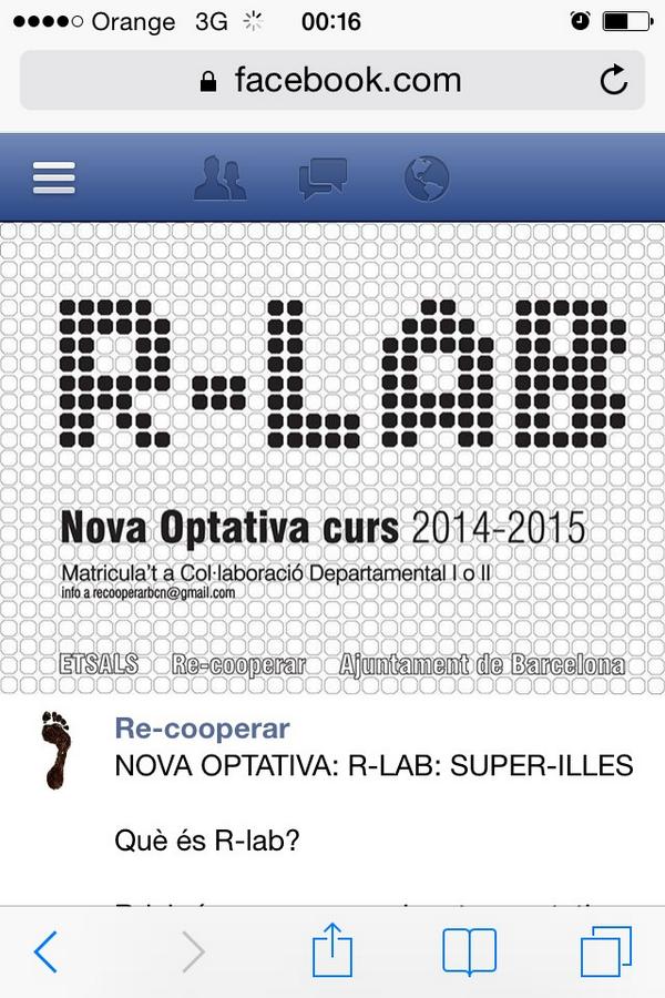 RCooperar's tweet photo. #recooperar presentarà la optativa  a ETSALS la Salle pel pròxim semestre! El 17 de setembre al auditori ;) http://t.co/KAsIcHTpgy