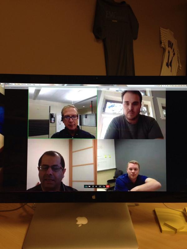mattwaxman's tweet image. How cool! Early morning video call with #emcvplex PM team.