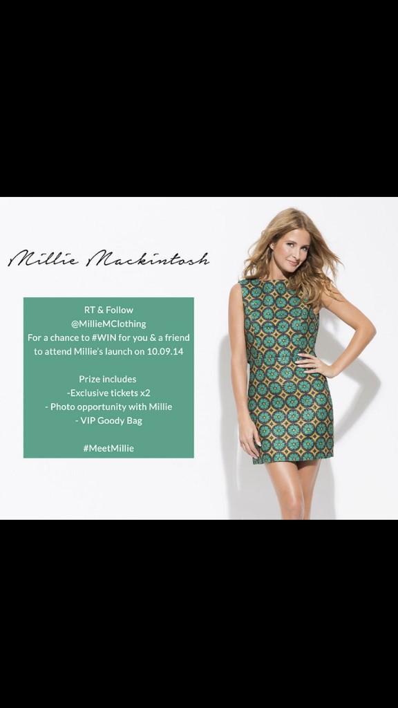 millsmackintosh's tweet photo. Would love to have some of you guys at my launch. RT this post &amp; follow @MillieMClothing for a chance to win. 💃 http://t.co/dYgJRTADbX