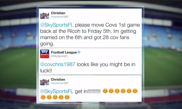 On #SSNHQ now, the amazing story of how one Coventry fan might have had his wedding day saved!