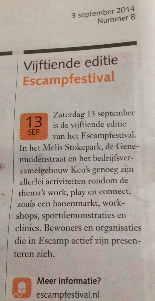 Vijftiende editie <a href="/Escampfestival/">Escampfestival</a> !