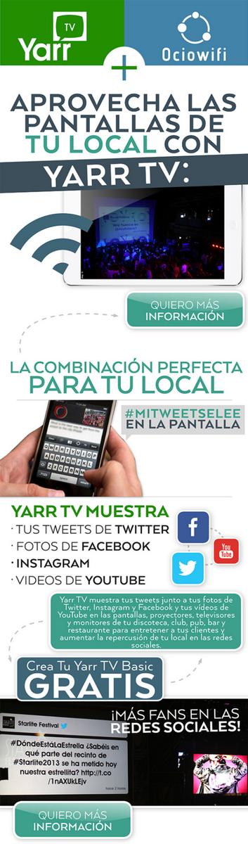 YarrTV_es's tweet image. .@Ociowifi y #PonmeYarrTV, la combinación perfecta para tu local 👍 snip.ly/qQaN #wifi #redessociales