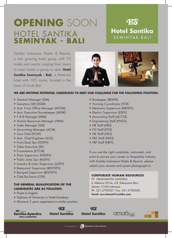 rebahancom's tweet photo. Ini--> "@santikahotels: Yuk berkarir di Hotel Santika Seminyak Bali. Cek info #Loker nya dan segera kirimkan CV anda http://t.co/We4kEP5zNQ"