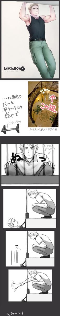 Twitpicから蔵出し③ 2012/09/03「リク絵:懸垂どいちゅ 」馬面病にかかってたあああ今気づいたああああああ 