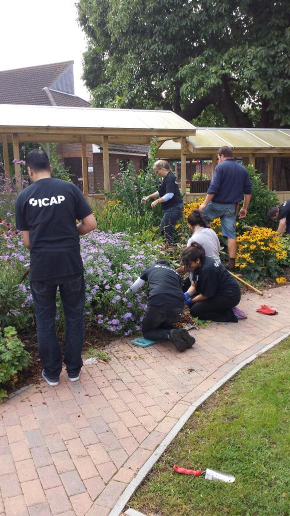 ICAP staff kick start their volunteer day at the ICAP Sensory Garden with @Childrens_Trust #plantingtheseedsofsuccess